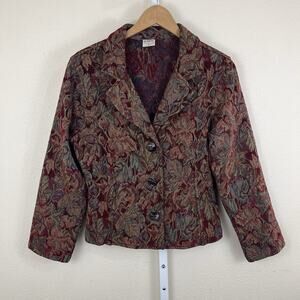 CMC Vintage Floral Tapestry Blazer Jacket Womens M Medium Art To Wear